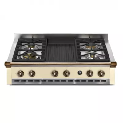 Table de cuisson � poser STEEL Ascot Cooktops 90cm 4 feux gaz + barbecue en finition inox (autres coloris en option) 