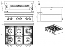 Table de cuisson à poser STEEL Genesi 90cm 6 feux gaz