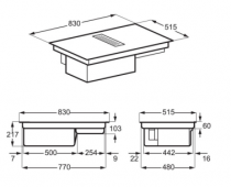 Table de cuisson aspirante recyclage 4 foyers induction Noir - AEG Réf. CCE84779CB