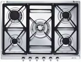 Table de cuisson gaz Classique 70cm 5 br�leurs Inox - SMEG R�f. SE70SGH-5