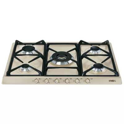 Table de cuisson gaz Cortina 70cm 5 br�leurs Cr�me / Laiton - SMEG R�f. SR775PO