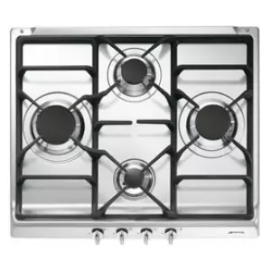 Table de cuisson gaz Essentiel 60cm 4 br�leurs Inox - SMEG R�f. S60GHS