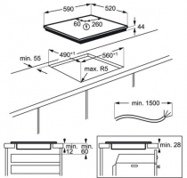 Table de cuisson induction 60cm 3 foyers Noir - ELECTROLUX Réf. EIV653