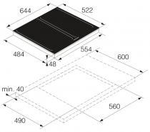 Table de cuisson induction 60cm 4 foyers Noir  - ASKO Réf. HI1631G