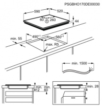 Table de cuisson induction 60cm 4 foyers Noir - Electrolux Réf. KIV644