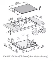 Table de cuisson induction 60cm 4 zones Noir  - MIELE R&eacute;f. KM 8463 FX 