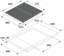 Table de cuisson induction 64cm 4 foyers Noir graphite - ASKO Réf. HI1655M