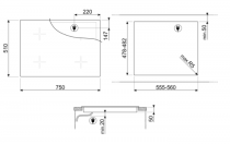 Table de cuisson induction 75cm 4 foyers verre noir - SMEG Réf. SIB2741D