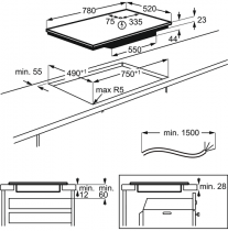 Table de cuisson induction 78cm 4 foyers Anthracite - AEG Réf. IAE84881FB