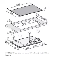 Table de cuisson induction 80cm 4 zones Noir - MIELE R&eacute;f. KM 8482 FR 