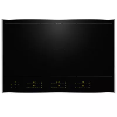 Table de cuisson induction 80cm 6 zones Noir cadre Inox - MIELE R�f. KM 8585-2 FR 