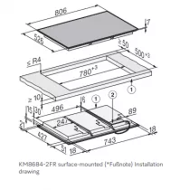 Table de cuisson induction 80cm Full Flex Noir cadre Inox - MIELE R&eacute;f. KM 8684-2 FR 