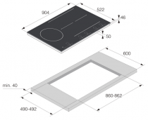 Table de cuisson induction 90cm 5 foyers Noir - ASKO Réf. HID925MC