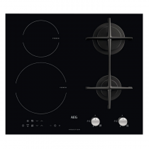 Table de cuisson mixte 60cm 2 foyers gaz + 2 induction Noir - AEG Réf. HD634170NB