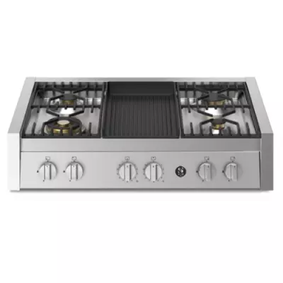 Table de cuisson mixte � poser STEEL Genesi 90cm 4 feux gaz + barbecue �lectrique