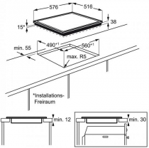 Table de cuisson vitrocéramique 60cm 4 foyers Noir cadre Inox - AEG Réf. HK654850XB