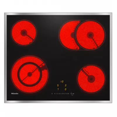Table de cuisson vitroc�ramique 61cm 4 foyers Noir cadre Inox - MIELE R�f. KM 6521 FR