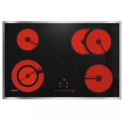 Table de cuisson vitroc�ramique 76cm 4 foyers Noir cadre Inox - MIELE R�f. KM 6522 FR