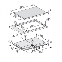 Table de cuisson vitrocéramique 76cm 4 foyers Noir cadre Inox - MIELE Réf. KM 6522 FR