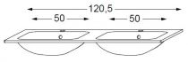 Table double vasque intégrée en verre uni 120 cm - SANIJURA Réf. 551324