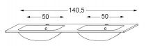 Table double vasque intégrée en verre uni 140 cm - SANIJURA Réf. 551326