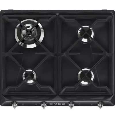 Table gaz 60cm Victoria 4 br�leurs Noir - SMEG R�f. SR964NGH