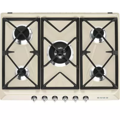 Table gaz 70cm Victoria 5 br�leurs Cr�me - SMEG R�f. SR975PGH