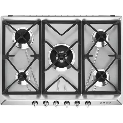 Table gaz 70cm Victoria 5 br�leurs Inox anti-trace - SMEG R�f. SR975XGH