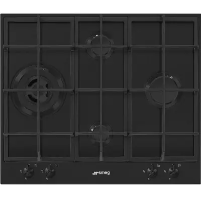 Table gaz Classica 60cm 4 foyers Noir mat - SMEG Elite R�f. PX364LMB