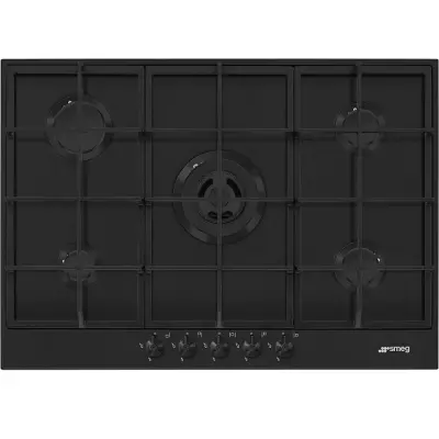 Table gaz Classica 72cm 5 foyers Noir mat - SMEG Elite R�f. PX375MB