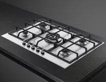 Table gaz Classica 75cm 5 foyers Inox bross&eacute; - SMEG Elite R&eacute;f. PX375