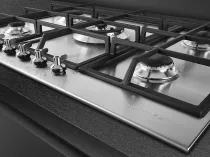 Table gaz Classica 75cm 5 foyers Inox bross&eacute; - SMEG Elite R&eacute;f. PX375