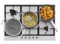 Table gaz Classica 75cm 5 foyers Inox bross&eacute; - SMEG Elite R&eacute;f. PX375