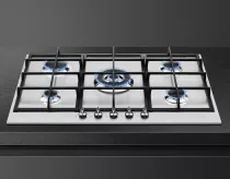 Table gaz Classica 75cm 5 foyers Inox bross&eacute; - SMEG Elite R&eacute;f. PX375