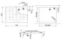 Table gaz Classica 75cm 5 foyers Inox bross&eacute; - SMEG Elite R&eacute;f. PX375
