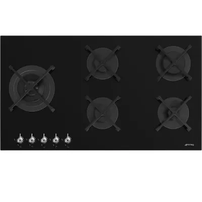 Table gaz Classica 90cm 5 foyers verre Noir - SMEG R�f. PV395LN