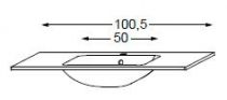 Table HALO simple vasque intégrée en verre uni 100 cm - SANIJURA Réf. 551322