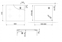 Table induction 60cm 3 foyers Noir - SMEG Réf. SI1M4634D