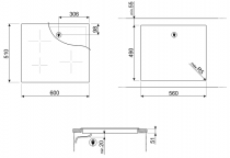 Table induction 60cm 3 foyers Noir - SMEG Réf. SI5632D