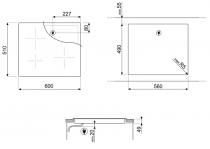 Table induction 60cm 3 foyers Noir bord avant biseauté - SMEG Réf. SI7633B