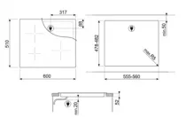 Table induction 60cm 3 zones Noir - SMEG Elite R&eacute;f. SI1B2633D