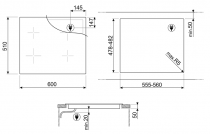 Table induction 60cm 4 foyer Noir  - SMEG Réf. SIM3643D