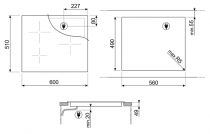 Table induction 60cm 4 foyers Blanc  - SMEG Elite Réf. SI2M7643DW