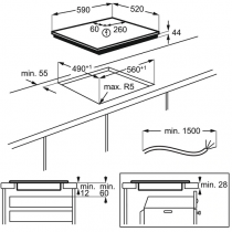 Table induction 60cm 4 foyers Noir - AEG Réf. IKB64341FB