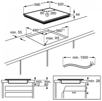 Table induction 60cm 4 foyers Noir - ELX Réf. KIS62449