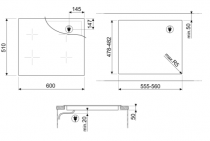 Table induction 60cm 4 foyers Noir - SMEG Réf. SI4642D