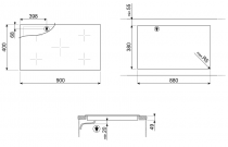 Table induction 90cm 3 foyers Noir - SMEG Réf. SIH7933B