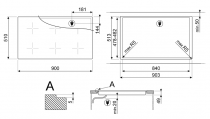 Table induction 90cm 5 foyers Noir -SMEG Elite Réf. SI1M4954D