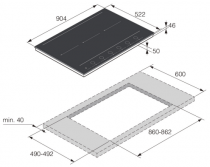 Table induction 90cm 6 foyers Noir  - ASKO Réf. HID956MC