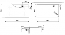 Table induction 90cm 6 foyers Noir  - SMEG Réf. SIM3963D